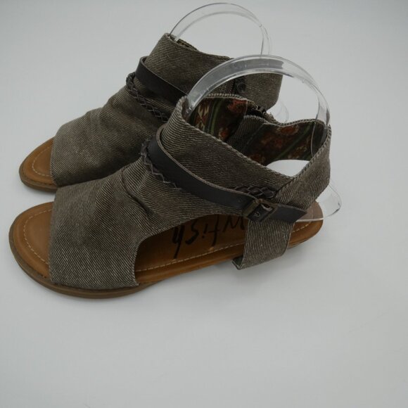 Blowfish Malibu Bombastic Brown Denim Canvas Gladiator Sandals for Women Size 8 - Picture 4 of 7